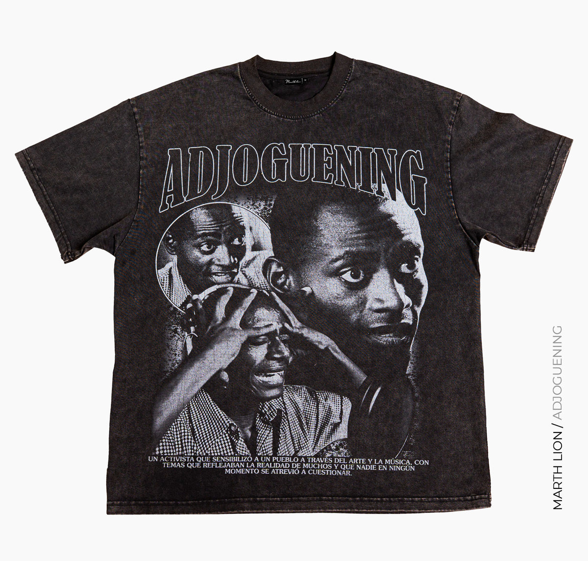 Camiseta gris con baño ácido de Adjoguening