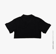polo corto negro texturizado