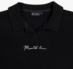 polo corto negro texturizado