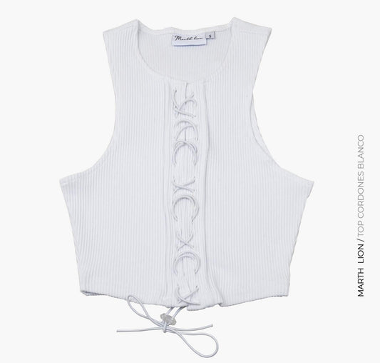 Top blanco con cordones
